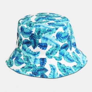 Unisexe Superposition Feuilles Imprimer Réversible Seau Chapeau Double-side-wear Soleil Chapeau D'été Voyage Plage Chapeau