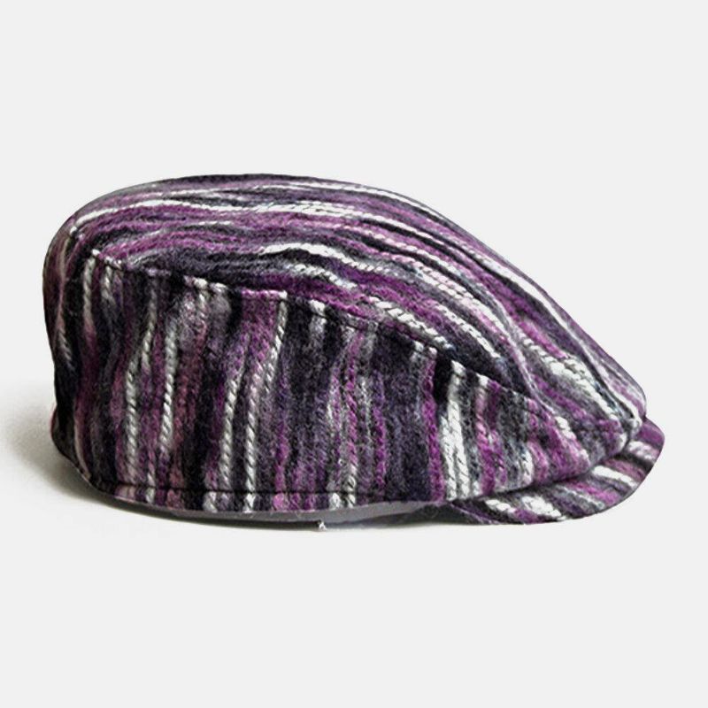 Unisexe Tie-dye Arc-en-ciel Couleur Mélangée Rayures Motif Style Ethnique Décontracté Personnalité Avant Chapeau Béret Chapeau