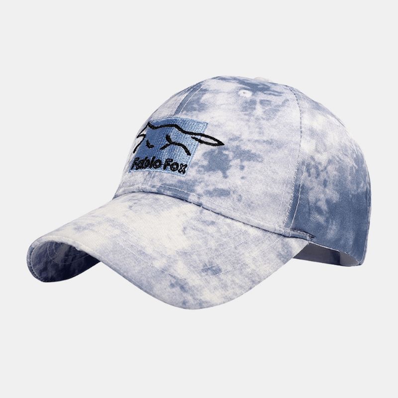 Unisexe Tie-dye Ivy Cap Petit Renard Motif De Broderie Parasol Extérieur Détendu Casquette Réglable Chapeaux De Baseball