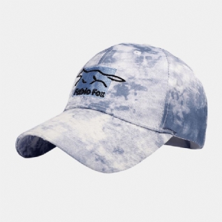 Unisexe Tie-dye Ivy Cap Petit Renard Motif De Broderie Parasol Extérieur Détendu Casquette Réglable Chapeaux De Baseball