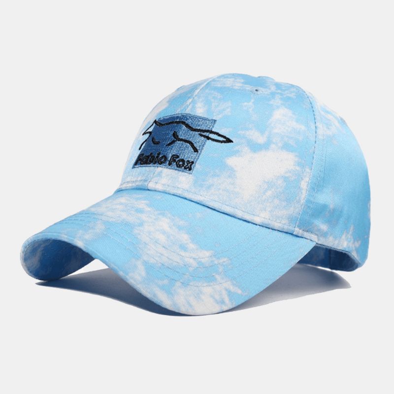 Unisexe Tie-dye Ivy Cap Petit Renard Motif De Broderie Parasol Extérieur Détendu Casquette Réglable Chapeaux De Baseball