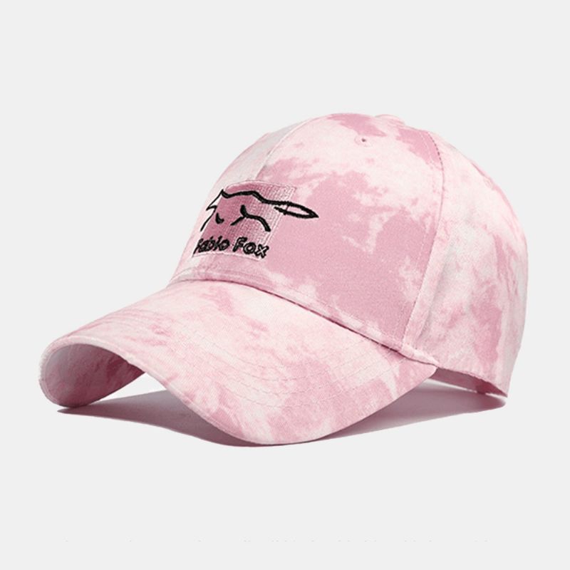 Unisexe Tie-dye Ivy Cap Petit Renard Motif De Broderie Parasol Extérieur Détendu Casquette Réglable Chapeaux De Baseball