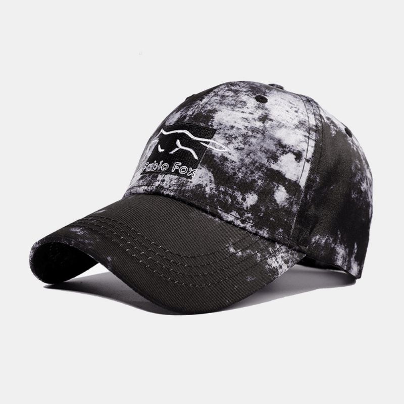 Unisexe Tie-dye Ivy Cap Petit Renard Motif De Broderie Parasol Extérieur Détendu Casquette Réglable Chapeaux De Baseball