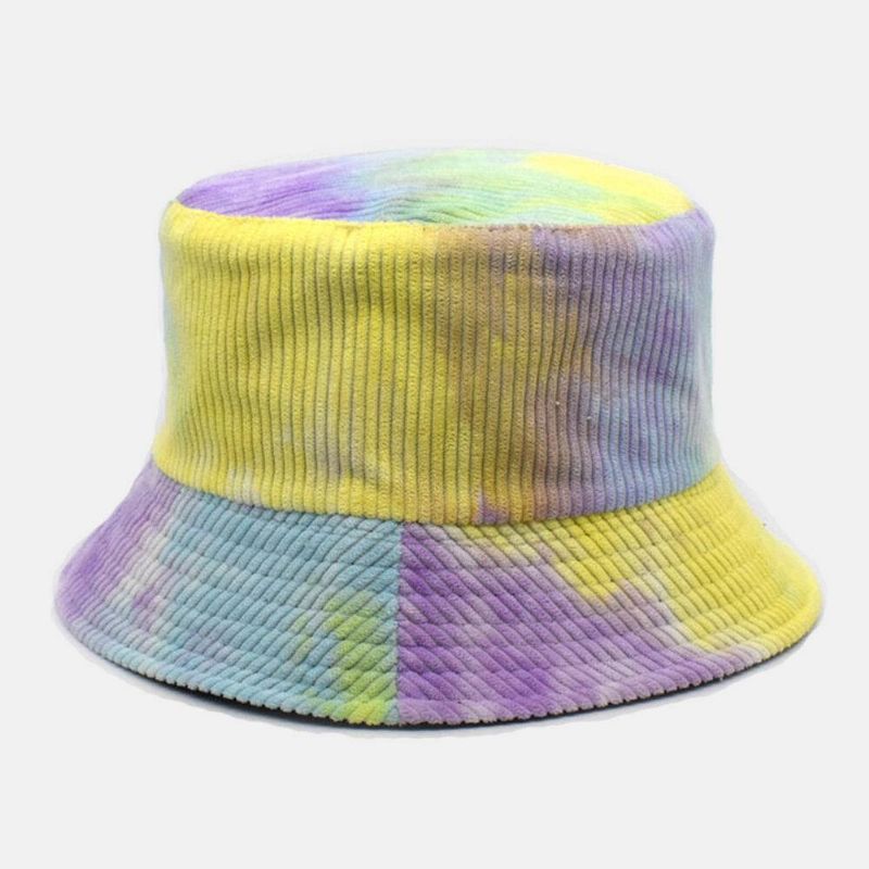 Unsiex Double Face Tie-dye Velours Côtelé Et Coton Chaud Doux Extérieur Décontracté Tout-allumette Chapeau