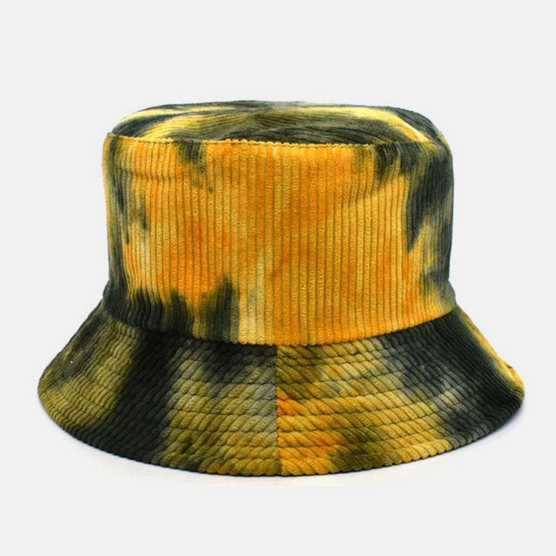 Unsiex Double Face Tie-dye Velours Côtelé Et Coton Chaud Doux Extérieur Décontracté Tout-allumette Chapeau