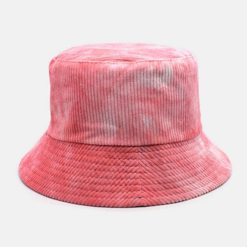 Unsiex Double Face Tie-dye Velours Côtelé Et Coton Chaud Doux Extérieur Décontracté Tout-allumette Chapeau