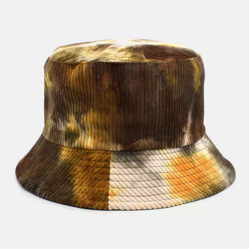 Unsiex Double Face Tie-dye Velours Côtelé Et Coton Chaud Doux Extérieur Décontracté Tout-allumette Chapeau