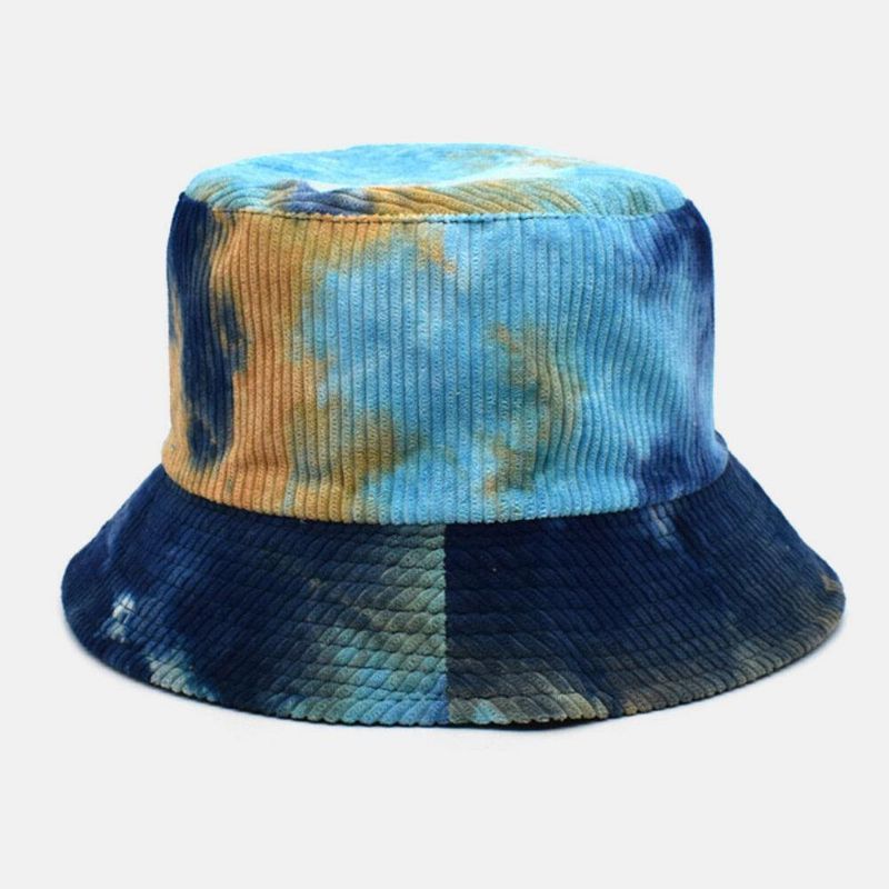 Unsiex Double Face Tie-dye Velours Côtelé Et Coton Chaud Doux Extérieur Décontracté Tout-allumette Chapeau