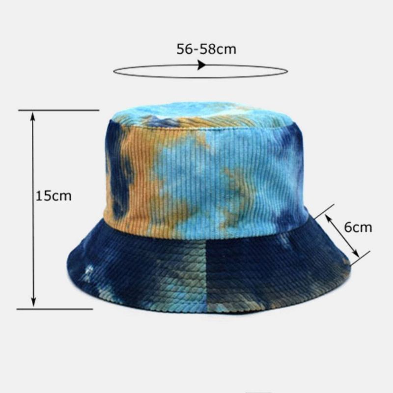 Unsiex Double Face Tie-dye Velours Côtelé Et Coton Chaud Doux Extérieur Décontracté Tout-allumette Chapeau