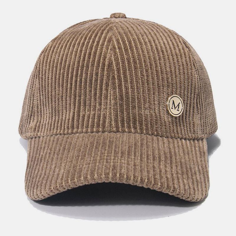 Womne Corduroy Warm M Badge Sunvisor All-match Casual Baseball Hat