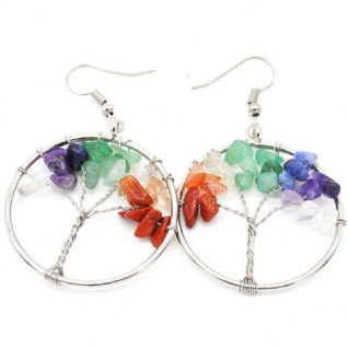 Boucles D'oreilles Arbre À Souhaits En Cristal Naturel En Pierre Concassée Boucles D'oreilles Arbre En Cristal