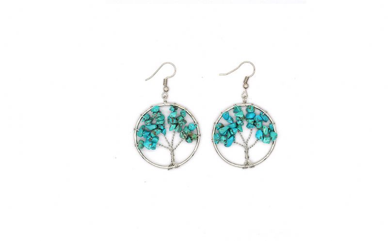 Boucles D'oreilles Arbre À Souhaits En Cristal Naturel En Pierre Concassée Boucles D'oreilles Arbre En Cristal