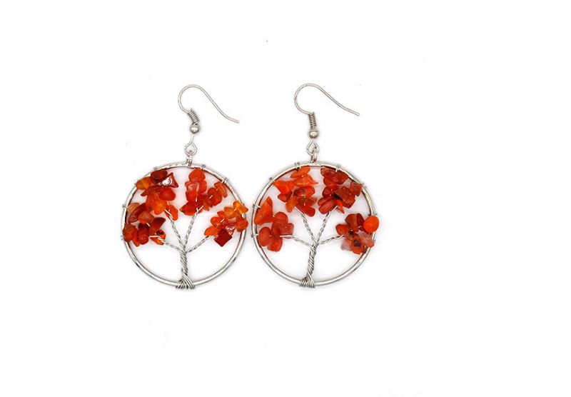 Boucles D'oreilles Arbre À Souhaits En Cristal Naturel En Pierre Concassée Boucles D'oreilles Arbre En Cristal