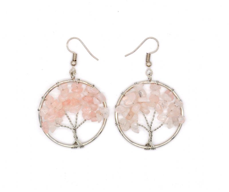 Boucles D'oreilles Arbre À Souhaits En Cristal Naturel En Pierre Concassée Boucles D'oreilles Arbre En Cristal