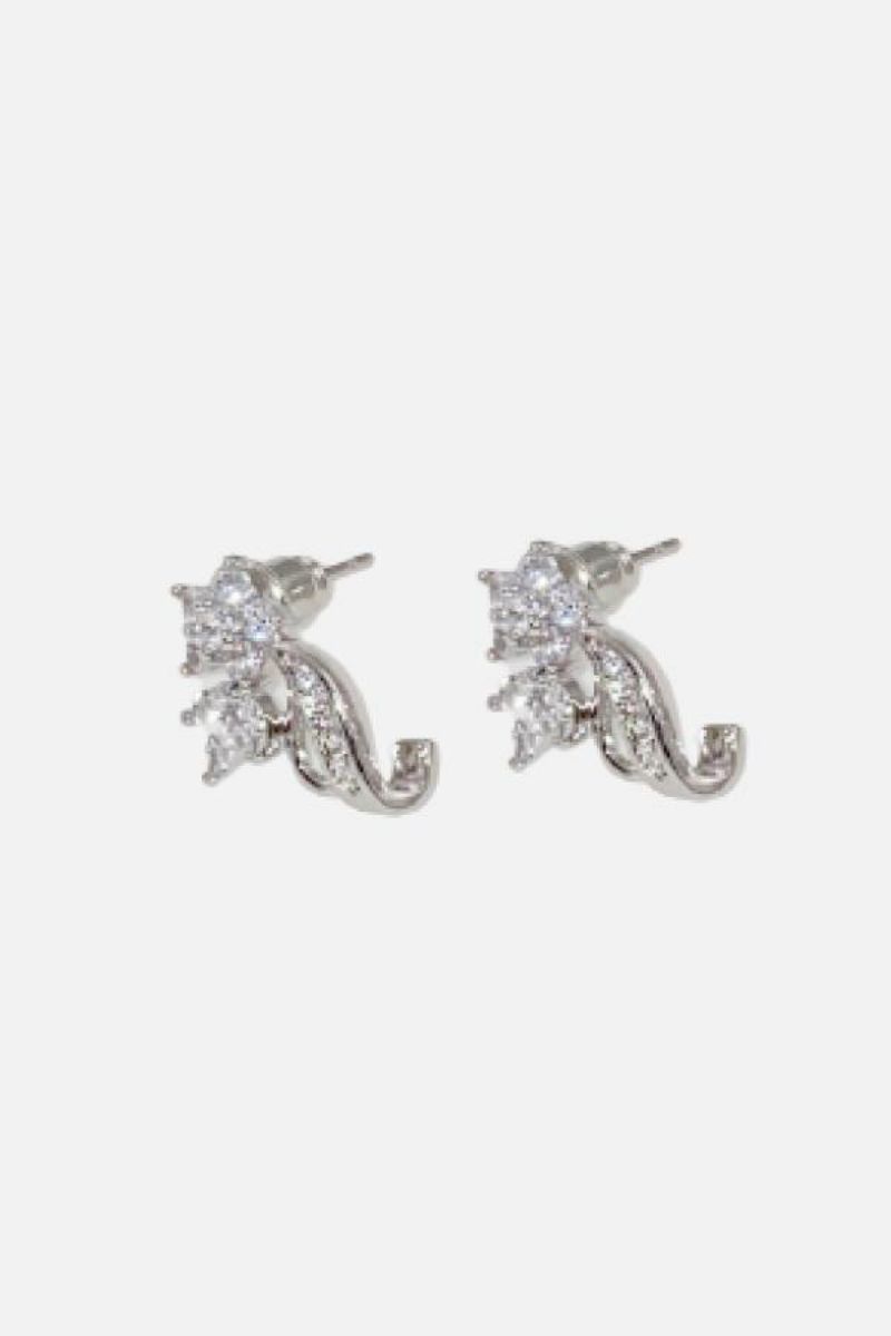 Boucles D'oreilles Clous Florales En Zircon Cubique