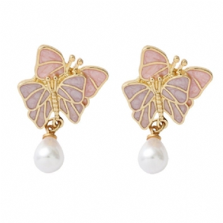 Boucles D'oreilles Perle Papillon Simple Alliage Perle Papillon