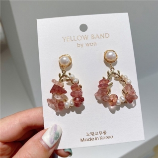 Boucles D'oreilles Perle Temperament Super Fairy Crystal Net Red Boucles D'oreilles Design Leaf Boucles D'oreilles