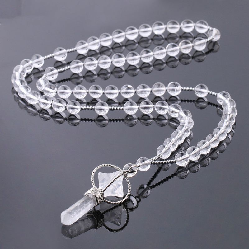 Collier En Pierre Naturelle De Colonne De Cristal Blanc Naturel