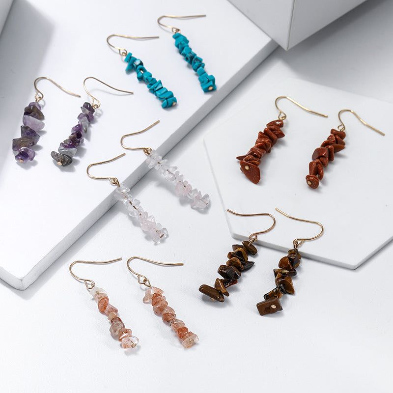 Nouvelles Boucles D'oreilles Pour Femmes En Pierre De Cristal Naturel