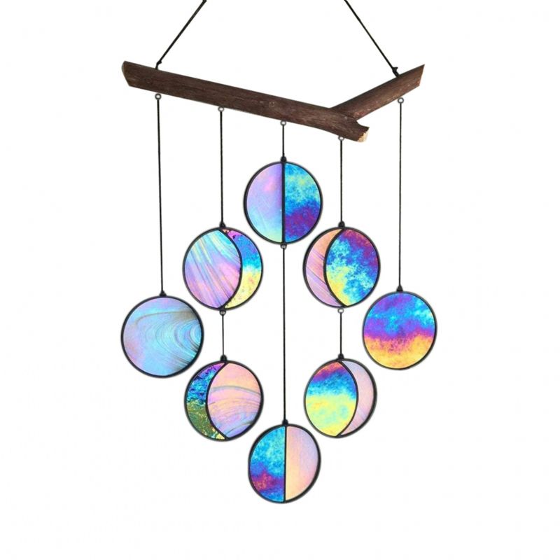 Ornements Suspendus Guirlande-décor Miroir Art-arc-en-ciel-lune-phase Boho Home Chic