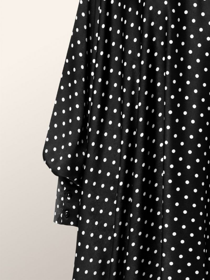 Robe Élégante À Pois Et Col Montant