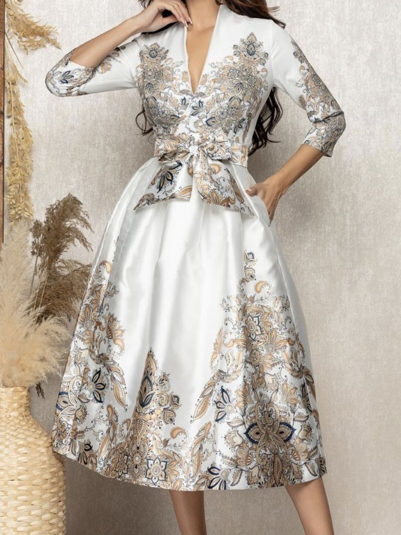 Robe Mi-longue Élégante À Col Croisé Et Coupe Classique