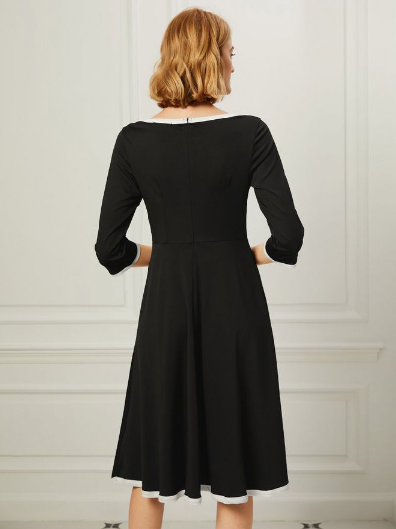 Robe Mi-longue Élégante Coupe Classique Unie