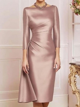 Robe De Soirée Élégante En Satin À Encolure Bateau