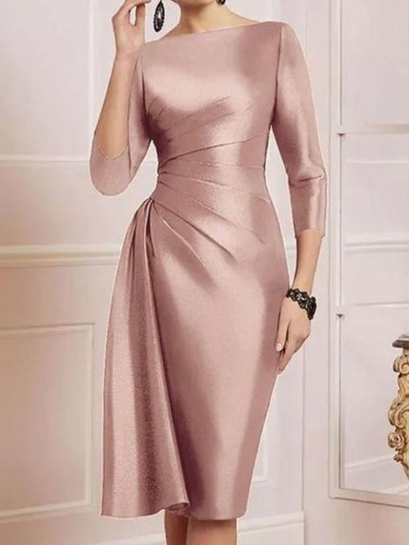 Robe De Soirée Élégante En Satin À Encolure Bateau