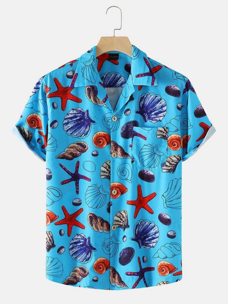 Chemises À Col À Revers Pour Hommes Holiday Starfish Ocean Element Print