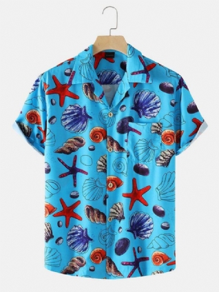 Chemises À Col À Revers Pour Hommes Holiday Starfish Ocean Element Print