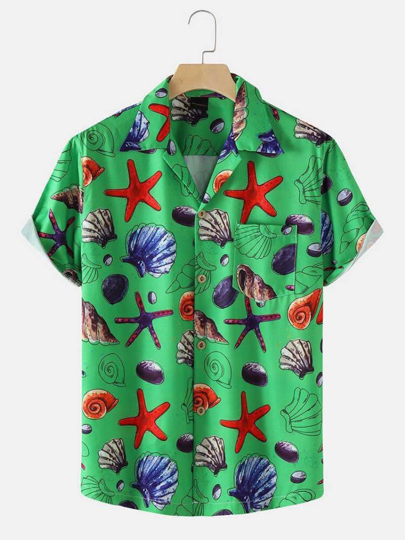 Chemises À Col À Revers Pour Hommes Holiday Starfish Ocean Element Print