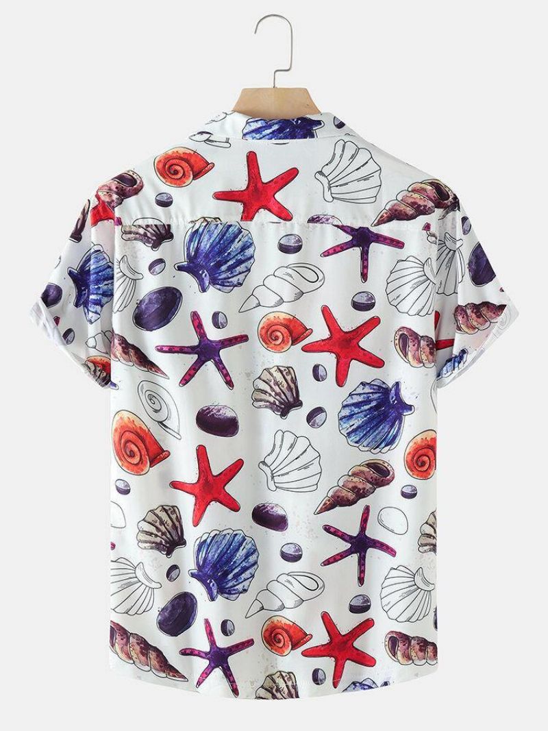 Chemises À Col À Revers Pour Hommes Holiday Starfish Ocean Element Print