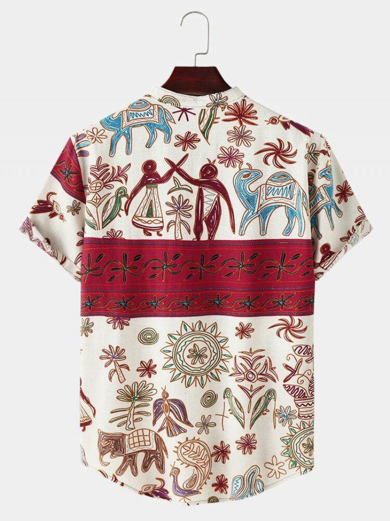 Chemises Henley De Vacances À Motif Tribal Décontractées Pour Hommes