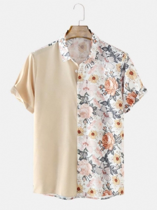 Chemises Patchwork À Imprimé Floral Uni Pour Hommes