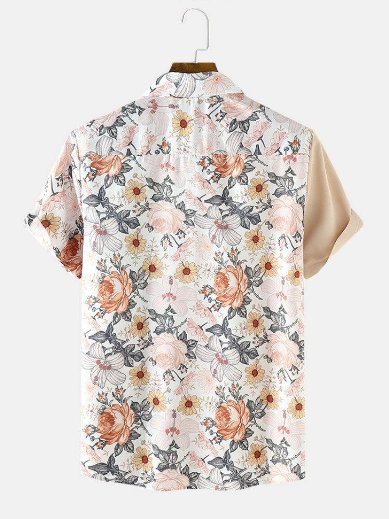 Chemises Patchwork À Imprimé Floral Uni Pour Hommes