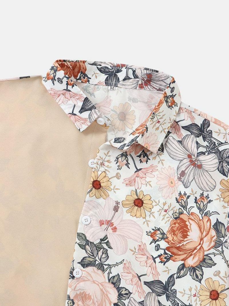 Chemises Patchwork À Imprimé Floral Uni Pour Hommes