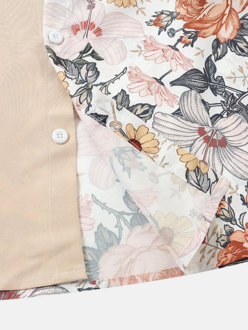 Chemises Patchwork À Imprimé Floral Uni Pour Hommes