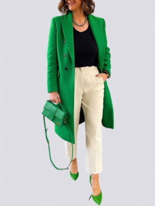 Blazer Urbain Uni Vert À Manches Longues Et Coupe Régulière