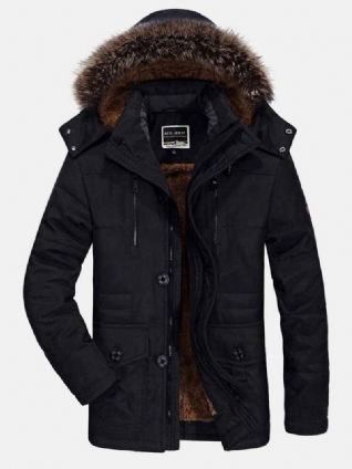 Manteau À Capuche Amovible Avec Col En Fausse Fourrure Et Doublure En Polaire Pour Hommes