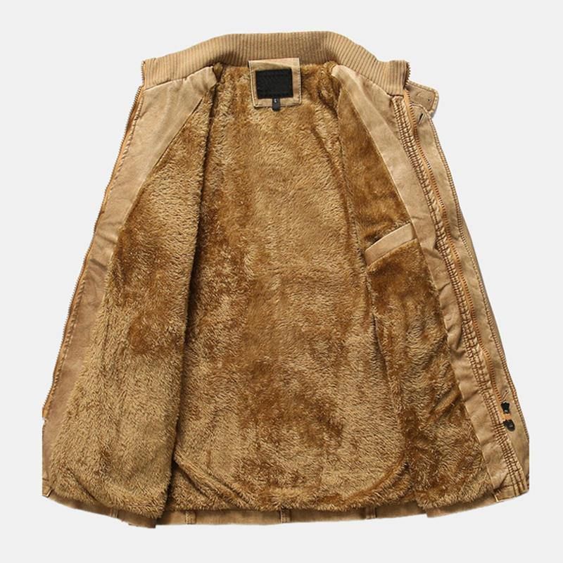 Manteaux De Ceintures Vintage Pour Hommes Veste Chaude D'hiver Doublée En Polaire Pour L'extérieur