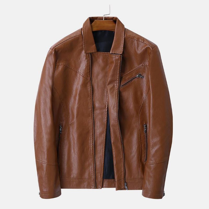 Veste De Cavalier En Cuir Multi-poches Pour Hommes