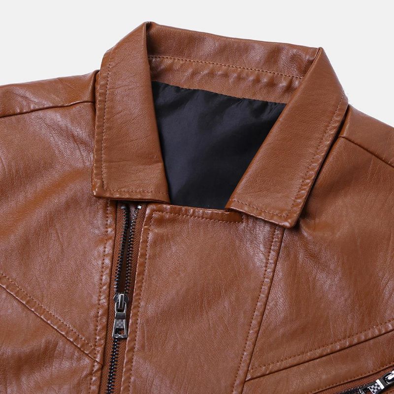 Veste De Cavalier En Cuir Multi-poches Pour Hommes