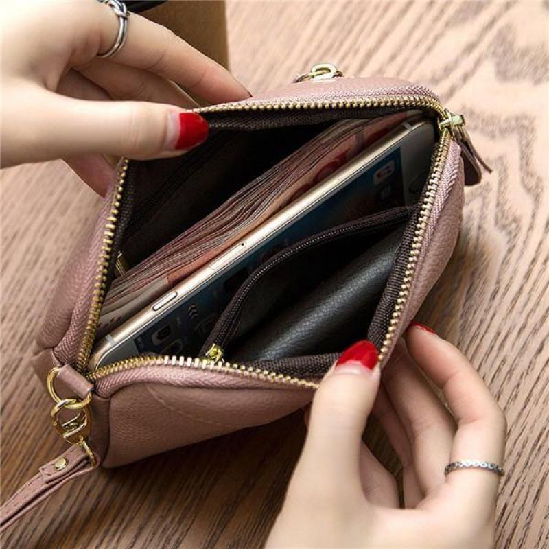 Femmes Véritable Peau De Vache 6.3 Pouces Téléphone Pochette Portefeuille Clés Carte Porte-monnaie 5 Couleurs