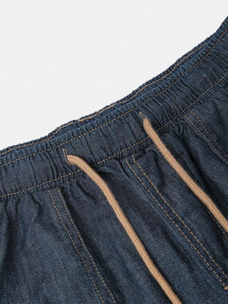 Jeans Décontractés Simples À Cordon Multi-poches Pour Hommes