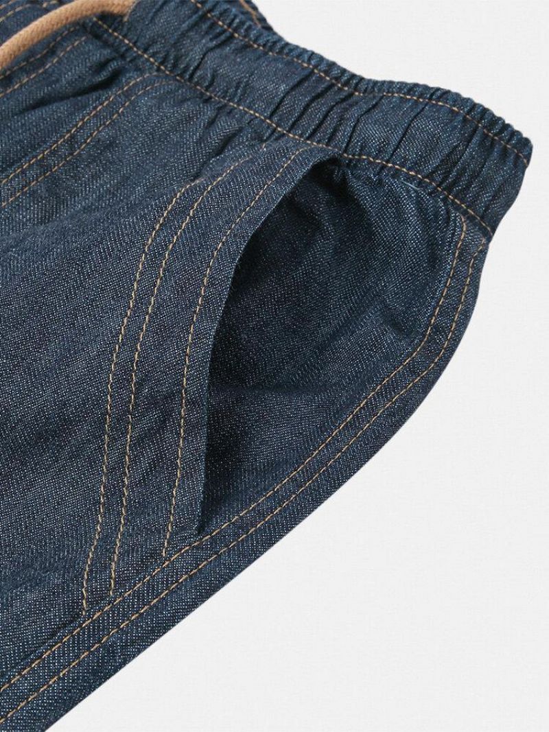 Jeans Décontractés Simples À Cordon Multi-poches Pour Hommes