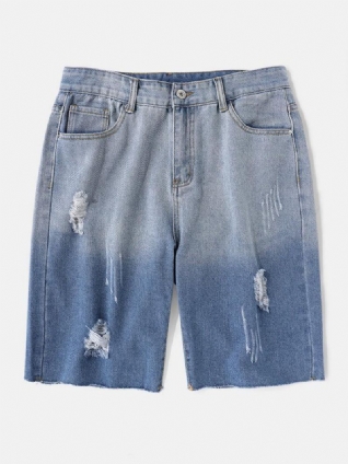 Short Décontracté Ample Et Confortable En Denim Avec Poches Dégradées Pour Hommes