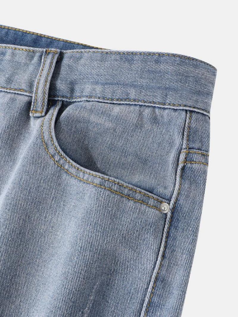 Short Décontracté Ample Et Confortable En Denim Avec Poches Dégradées Pour Hommes