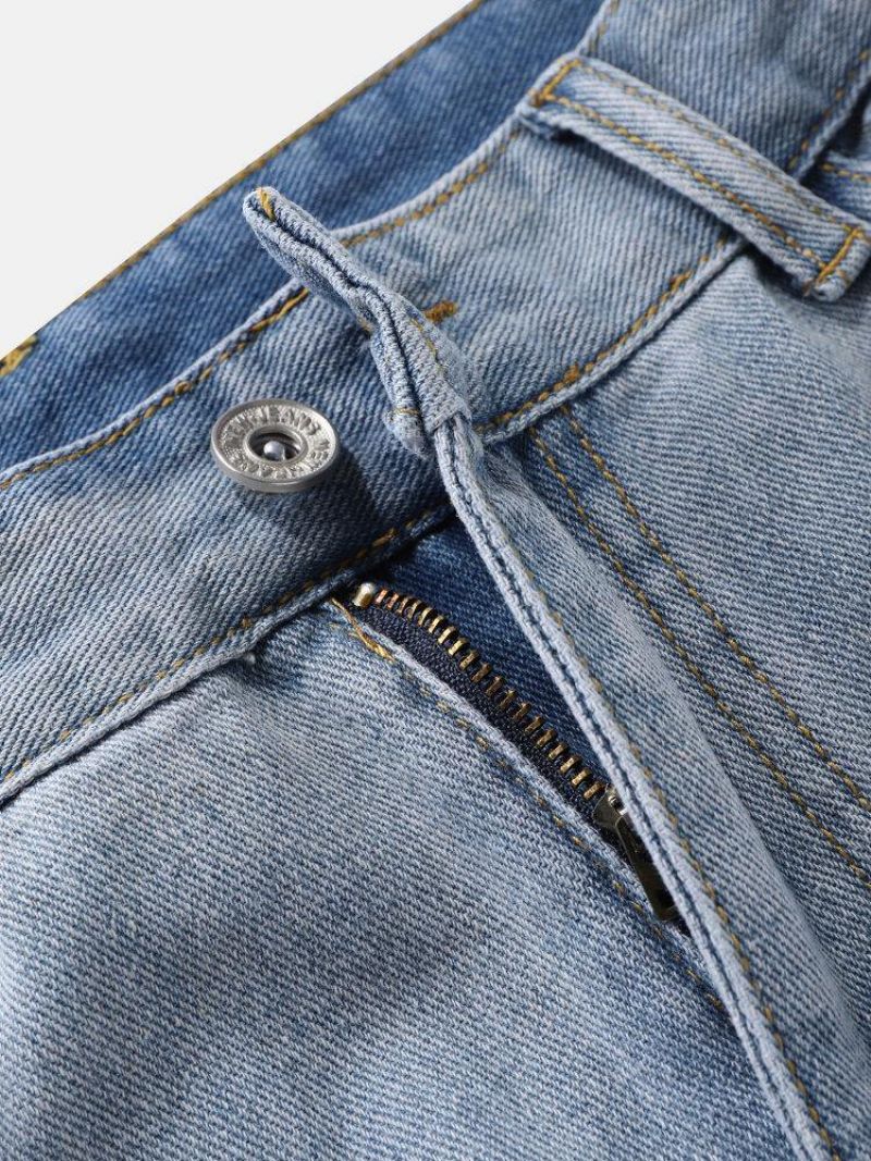 Short Décontracté Ample Et Confortable En Denim Avec Poches Dégradées Pour Hommes