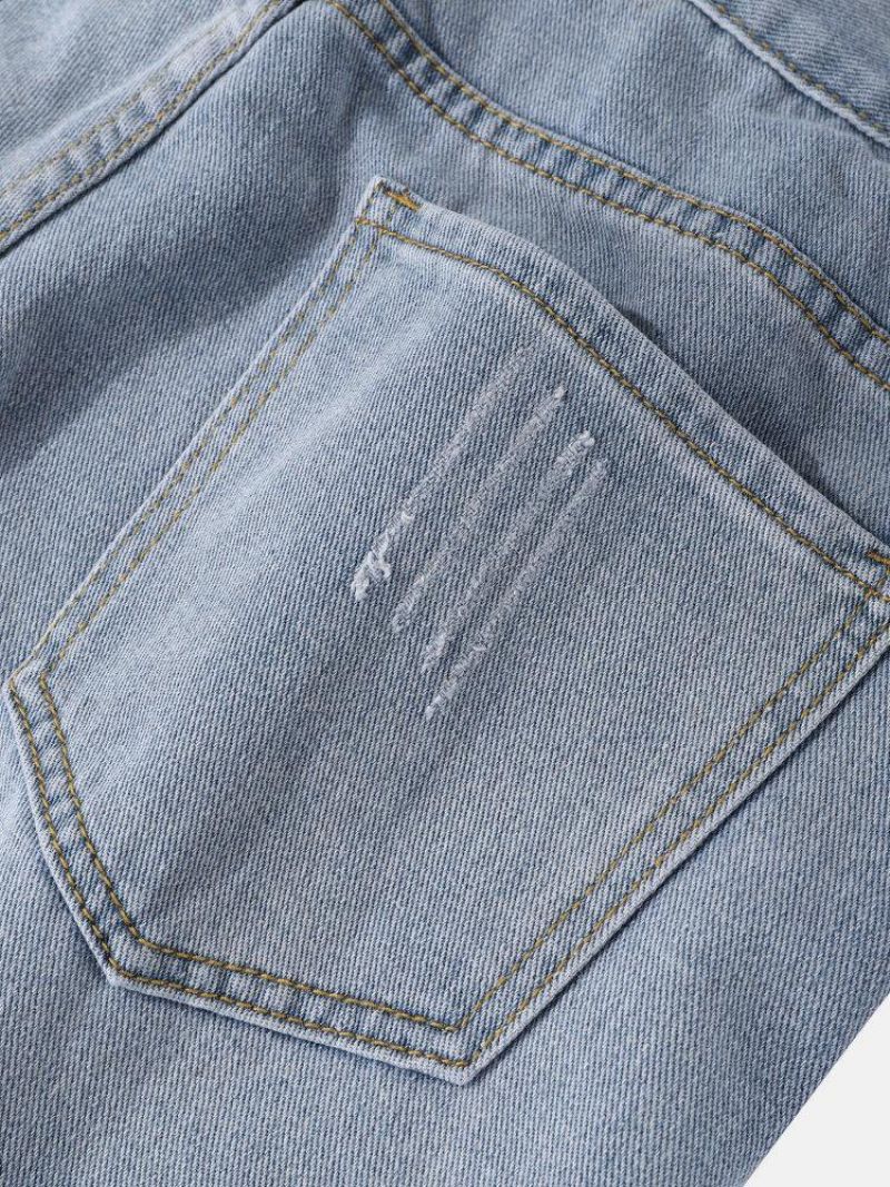 Short Décontracté Ample Et Confortable En Denim Avec Poches Dégradées Pour Hommes